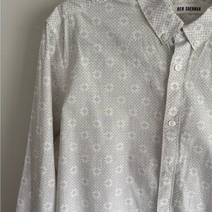 Ben Sherman Light Gray Patterned Men's Button Up Dress Shirt